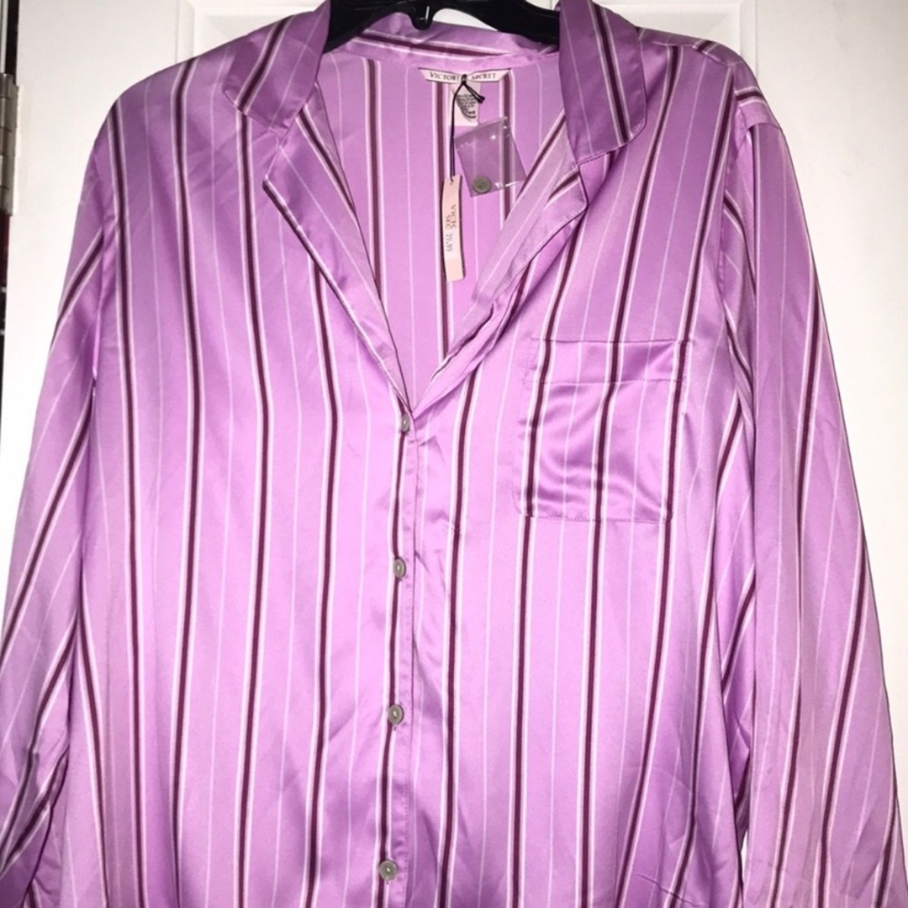 NWT VS Satin(feel) button down pj top
